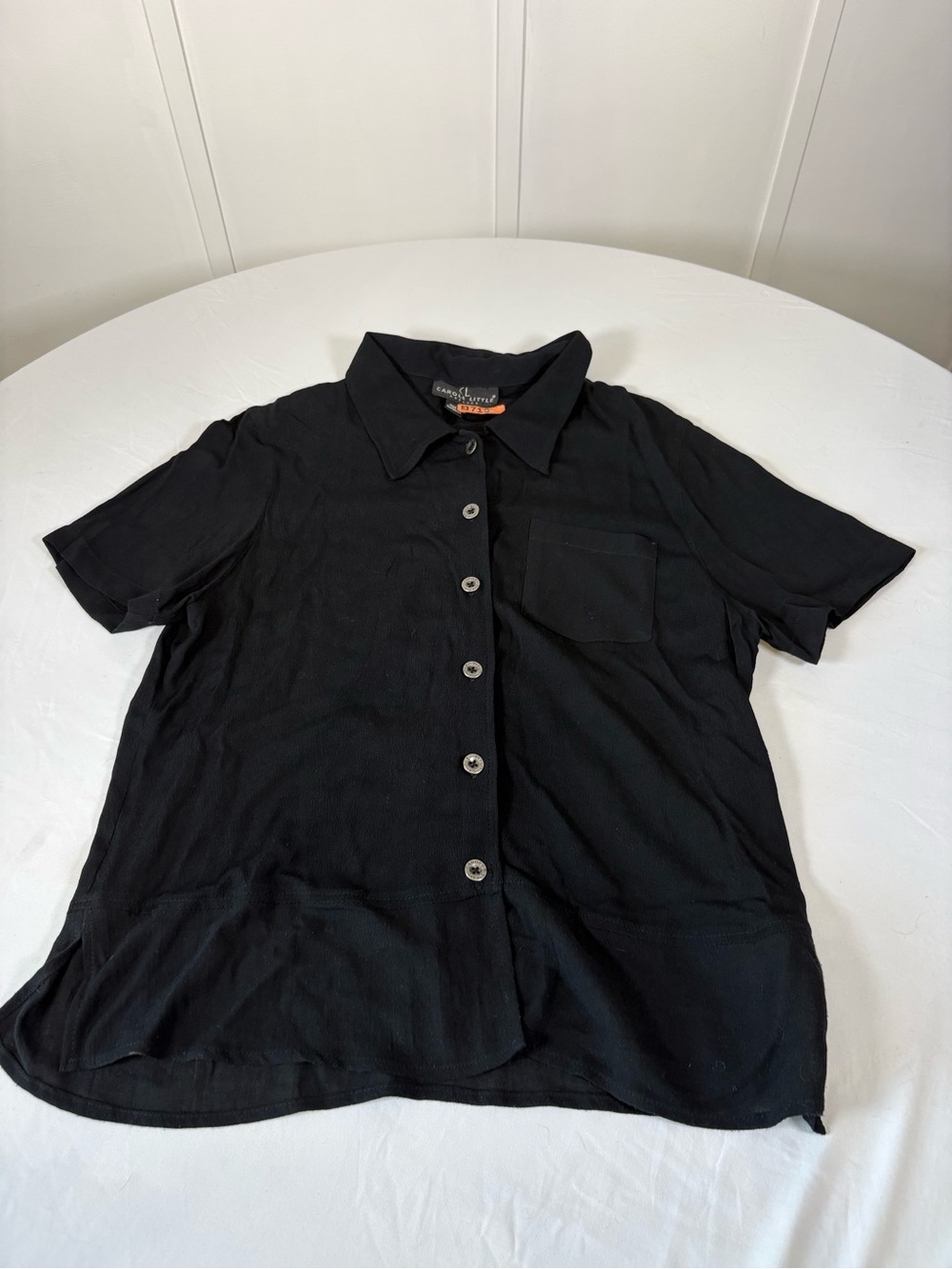 Carole Little Black Short-Sleeve Button Down Shirt
